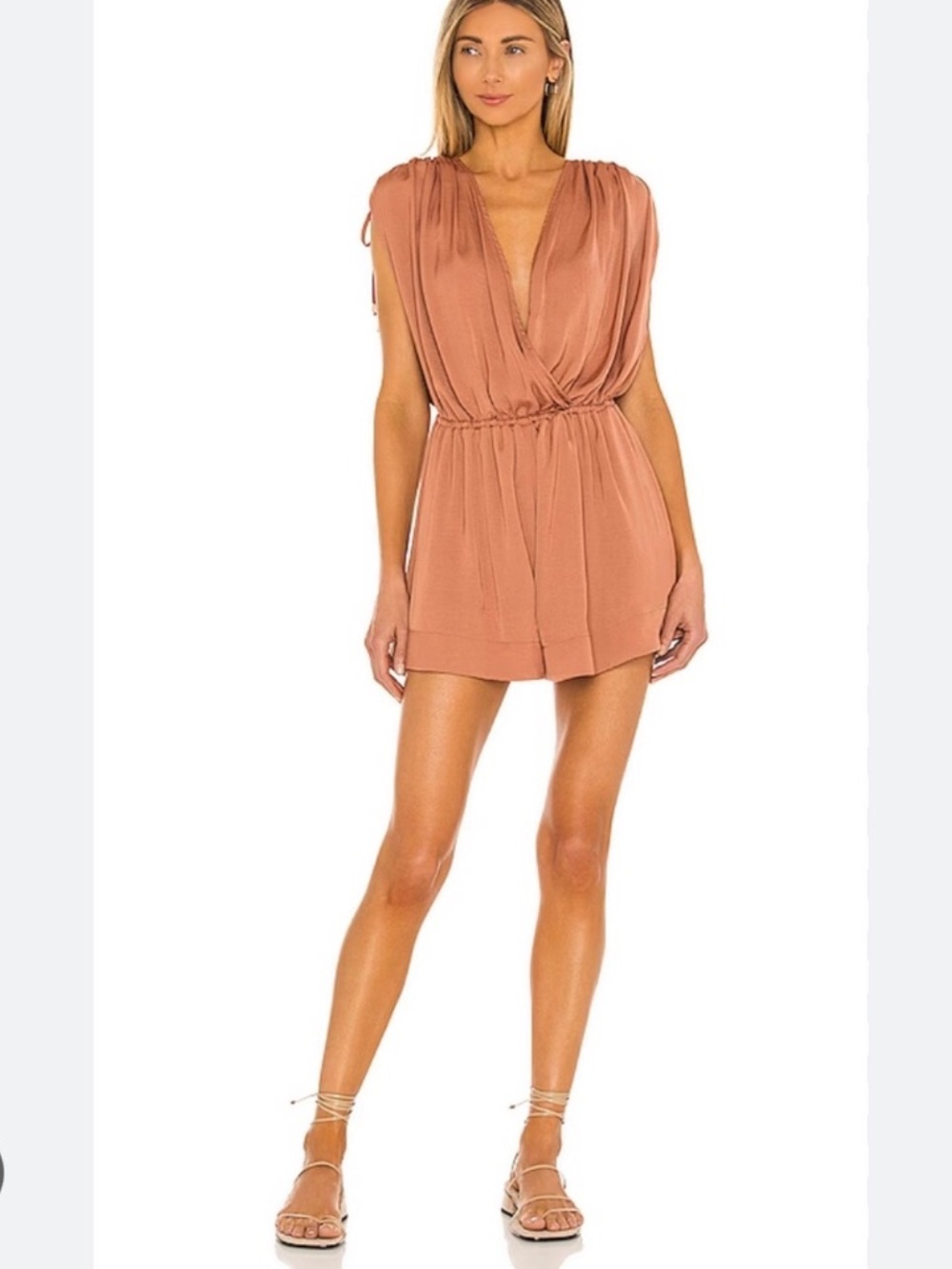 free people Sleeveless V-Neck Romper in Dusty Rose